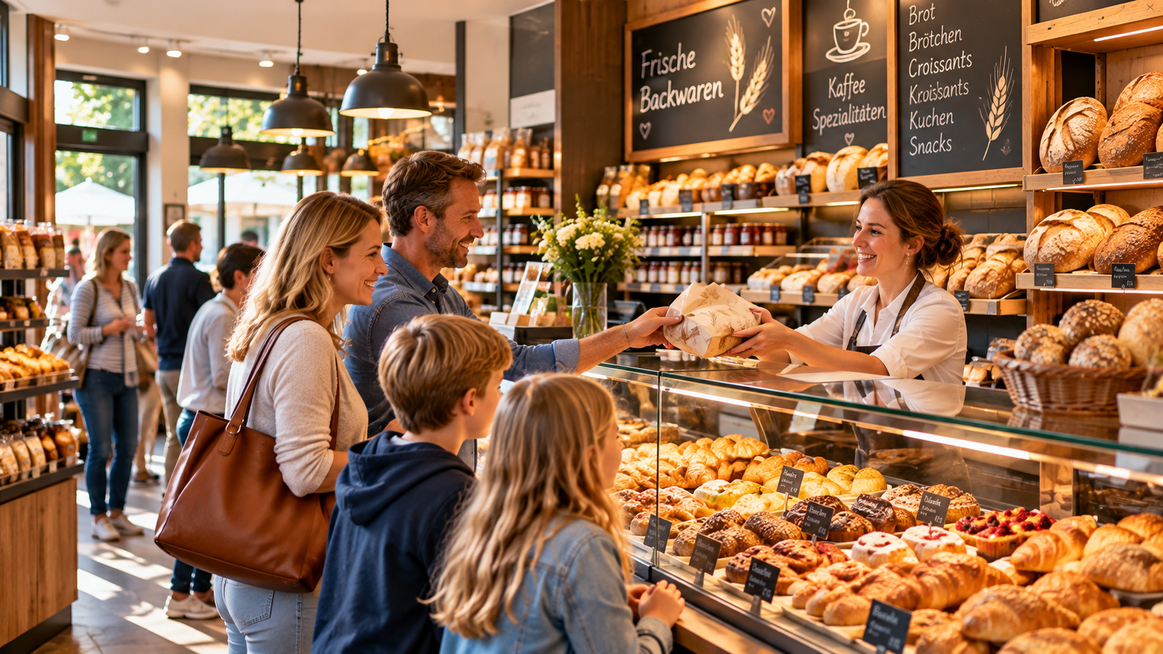Bäckereifiliale mit frischen Backwaren und Verkaufstresen