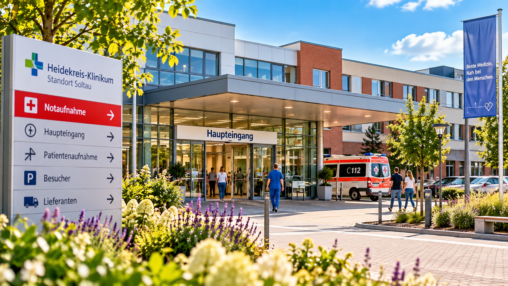 Krankenhausgebäude als Symbol für medizinische Versorgung in der Region Soltau